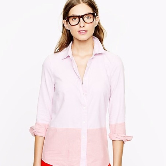 J. Crew Tops - J. Crew Boy Shirt Colorblock Oxford Pink Size 4